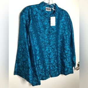 Chico’s Design Silk Mandarine Print Top 100% Silk